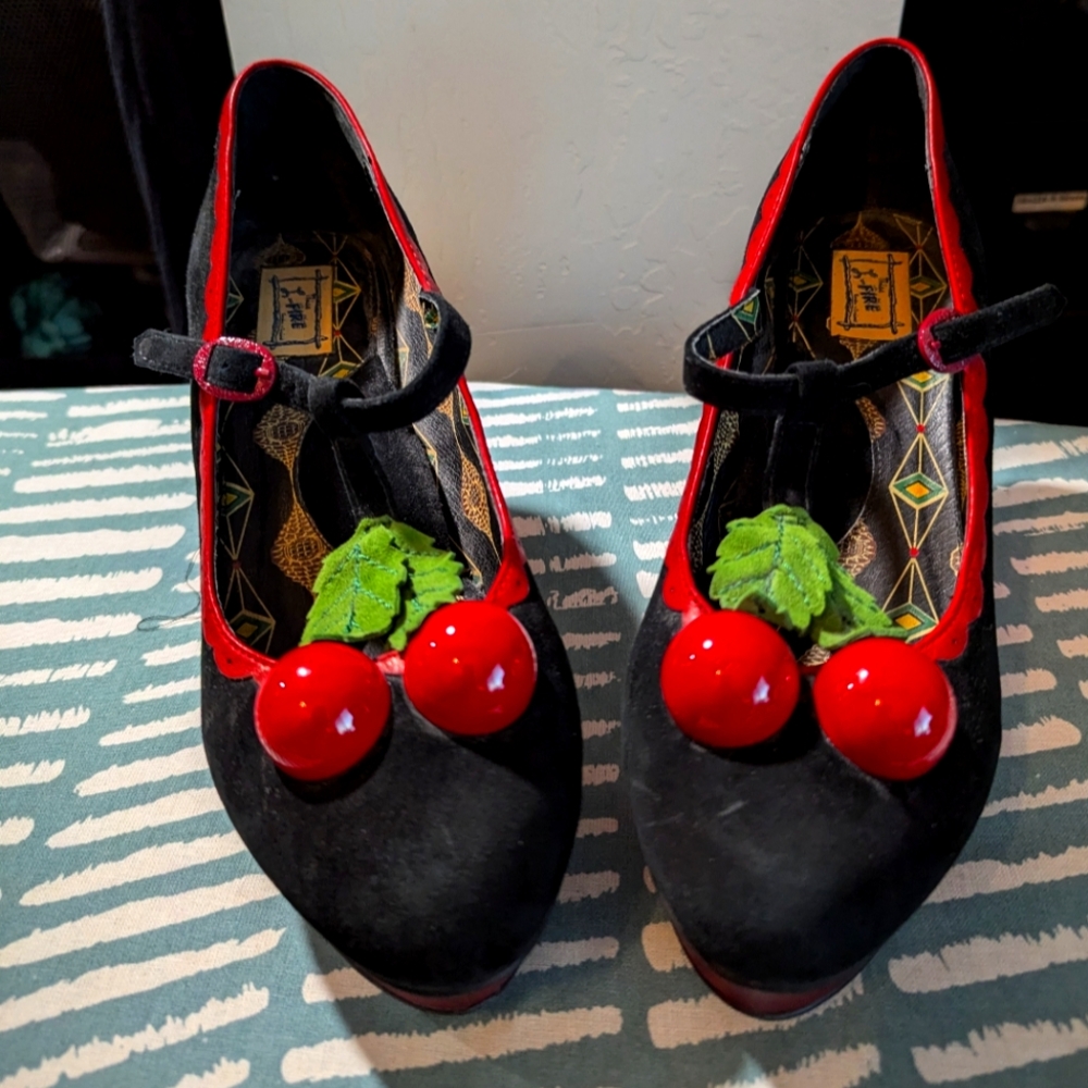 Miss L Fire Cherry T strap heels